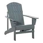 Outsunny Classic Adirondack Chair Muskoka Chair, Garden Deck Chair with Cup Holder for Patio, Indoor, Backyard, Dark Grey