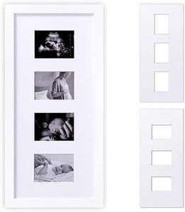 eletecpro Ultrasound Picture Frame, Baby Sonogram Picture Frame Display 3 or 4 Photos, Vertical or Horizontal, Idea Gift for Expecting Parents, Pregnant, Gender Reveal Party, Baby Nursery Decor, White