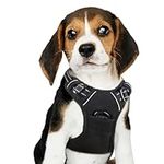 ABRVUAHM Dog Harness Medium Large Dog No Pull Pet Harness with 2 Leash Clips, Adjustable Comfort Dog Vest Harness, Reflective Harness for Training Walking Outdoor, Black, M