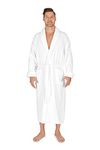 Boca Terry Men's Robe. 100% Cotton Terry Cloth, Shawl Collar, Men's Bathrobe. White, White, Medium-Large