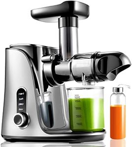 AMZCHEF Extracteur de Jus avec Double Vitesse Modes (Soft et Hard) - Extracteur de Jus de Fruits et Légumes - Juicer Machine avec Bouteille à jus Portable et 2 Tasses - Argent