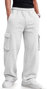 EFAN Men's Cargo Fleece Sweatpants Relaxed Straight Leg Joggers Grey XL