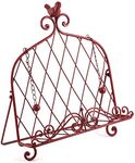 Iron Cookbook Stand ~ Book Holder Adorned with Bird ~ Worn Red Color