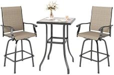 MFSTUDIO 3 Piece Outdoor High Top Bar Set, Bar Height Table and Chairs for Patio, Waterproof Bar Height Bistro Set for 2,Brown