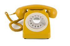 GPO 746 Rotary 1970s-style Retro Landline Phone - Curly Cord, Authentic Bell Ring