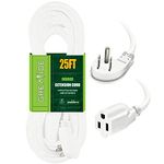 GREATIDE 25 Ft Flat Plug Extension Cord, 16 AWG 3 Prong Grounded White Low Profile Extension Cable for Indoor, UL Listed