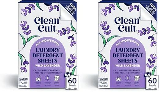 Cleancult Laundry Detergent Sheets - Resealable Box - 3 Stain Fighting Enzymes - Wild Lavender - 60 Loads - Free of Harsh Chemicals - No Mess - No Plastic Waste (Pack of 2)