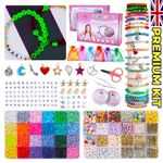 Criativo Premium Clay Beads Bracelet Making Kit, 25 Colors Flat Round Polymer Clay Beads Set, Friendship Bracelet Making Kit, Charms for Jewelry Making Kit, Letter Beads Craft Kits for Kids Girls