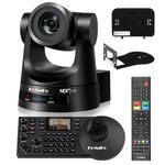 FoMaKo NDI PTZ Camera Bundle AI Auto Tracking, 20X Optical Zoom PoE HDMI PTZ Camera for Church Worship, PTZ Controller, BN201(NDI PTZ Bundle KN20A +KC608)