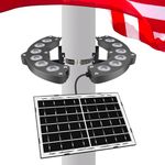 Flag Pole Light Solar Powered 3000 Lumens Brightest Solar Flagpole Light Outdoor Waterproof LED Dusk to Dawn Ring Flags Spotlights 12000mAh Batteries Adjustable Clamps for 2-6" Diameter Flagpoles