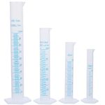 Graduated Cylinder Plastic Measuring Cylinders Set 10ml 25ml 50ml 100ml 4pcs Scientific Test Tube Flask Beaker Experiment School Science Supplies