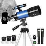 ESAKO Telescope for Kids & Adults, 70mm Portable Beginner Telescopes with 3 Eyepieces, Height Adjustable Tripod & Phone Adapter