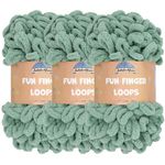 JubileeYarn Fun Finger Loops Yarn - Polyester Jumbo Weight Loop Yarn - 100g/Skein - Hunter - 3 Skeins