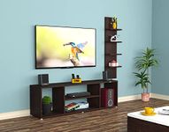 DAS Bogart Floor Standing Engineered Wood TV Entertainment Unit with Wall Mount Display Shelf for Living Room Flowery Wenge- Ideal for Upto 55" Screen