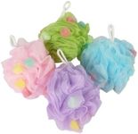 4 Pack Colorful Loofah Bath Sponges with Cotton Rope - Exfoliating Shower Balls for Rich Lather and Superior Cleaning