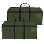 Storite 2 Pack Multi-Purpose Heavy Duty Moisture Proof 90 Litres Canvas Super-Size Jumbo Underbed Storage Bag/Toys/Blankets/Stationery Paper/Clothes Storage Bag (87 x 38x 26cm), ArmyGreen