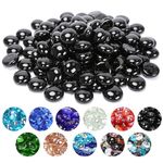 Grisun 10 Pounds Black Fire Glass Beads for Fire Pit - 1/2 inch Reflective Round Glass, Decorative for Natural or Propane Fireplace, Fire Table, Fish Tank, Vase Fillers and Landscaping