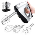 Hand Mixer Electric, Lychee 5 Speed 600W Ultra Power Handheld Mixer with Touch Button, Turbo, Storage Case, 6 Stainless Steel Accessories, Kitchen Aid Mixer for Cake Cookie Egg Cream Dough (Silver)
