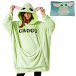 Disney Stitch Blanket Hoodie - Adults 2 in 1 Oversized Fleece Hoodie Baby Yoda Minnie Mouse - Stitch Gifts (Green Baby Yoda)