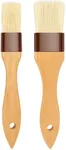 Pastry Brush-Basting Brush for Cooking,2 Pc Boar Bristles Food Brush for BBQ,Beech Wooden Handle Butter Brush for Baking/Spreading Marinade/Sauce/Oil/Egg/Kitchen Brushes for Cooking(1 &1 1/2 inch)
