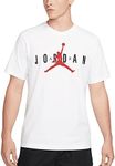 Nike Jordan Air Wordmark CK4212-103 Men's Short Sleeve T-Shirt, White/Black/Gym Red, S