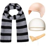 iZoeL Movie Fancy Dress Sets Costume Accessories Cosplay Accessories for Adults Cartoon Outfit for Kids, Bald Cap And Striped Scarf Long Nose for Halloween Fancy Dress Party