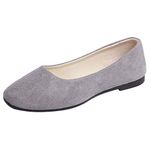 Women's Slip On Flat Walking Ballerina Shoes Casual Work Office Comfortable Cute Shoes Ladies Flat Pumps UK Size Slip On Loafers Ballet Ballerina Dolly Shoes Grey, 5 UK