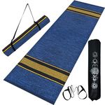 House of Handmade™ - Premium Cotton Yoga Mats for Women and Men, 2X6 feet, 5mm thick, Anti Skid backing, Light Weight, Machine Washable, Non Slip for Home Exercise & Pilates (Navy Blue)