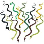 Playbees Rubber Toy Snakes - 12-Pack - 14 Inches - Assorted Lifelike Toy Snake, Realistic Serpents for Kids, Events, and Gags, Flexible and Float to Prank Friends and Family