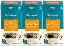 Teeccino Dandelion Caramel Nut Tea - Caffeine Free, Roasted Herbal Tea with Prebiotics, 3x More Herbs than Regular Tea Bags, Gluten Free - 25 Tea Bags (Pack of 3)