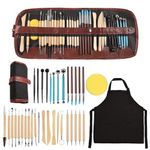 AO LI GEI Polymer Clay Tools, 37PCS Pottery Clay Sculpting Tools, Ceramic Clay Carving Tool Set with Carrying Case for for Beginners Professionals Kids School Student Pottery Modeling Smoothing