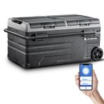 AAOBOSI 95L Car Refrigerator Portable Freezer, 12V Fridge Freezer Dual Zone Compressor Camping Fridge with APP Control for Car 12V/24V 100-240V Electric Cooler for Camping -20℃ to 20℃