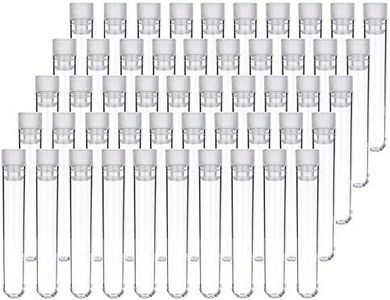 50 Pieces Test Tubes with Caps Clear Plastic 16x100mm(10ml) Test Tube Set with Caps for Scientific Experiments, Party, Decorate The House, Candy Storage