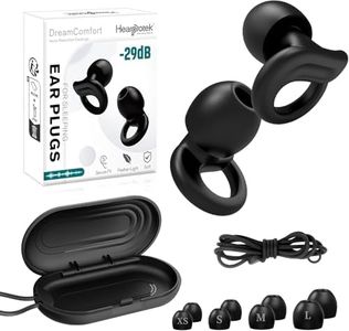 Hearprotek Tapones Oidos Ruido Dormir, 29db Tapones Oidos Cancelacion de Ruido Protección Auditiva Reutilizable de Silicona, Tapones para Dormir, Avion, Musicos, Trabajo, Estudiar (1 Par, Negro)