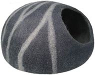 Khore Felt Cat Cave Bed (Large) - 100% Natural Merino Wool Handmade Beds for Indoor Cats and Kittens (Grey Pebble)