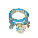 GAUEIOUR Cinnamoroll Crystal Bead Bracelet,Lovely Cartoon Elastic Bracelet Girls And Women, Blue Small Fresh Simple Jade Dog Bracelet (Blue 2 Pack)