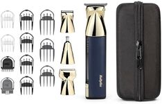 BaByliss Super-X Metal Multi Trimmer - Professional 15-in-1 Grooming Kit with Japanese Steel Blades, Magnetic Heads, Digital Display, Waterproof Design, 5-Hour Cordless Runtime, Navy/Gold, MT992U