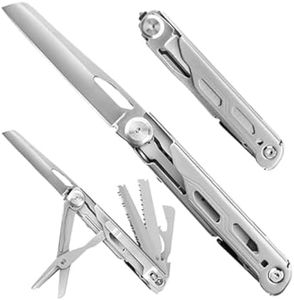 TACTIMAN 9-in-1 Multi Tool, Pocket Knife, Multitool Folding Knife for Camping Hiking Survival Fishing, Stainless Steel Lockable Multitool Knife Saw Scissors Bottle Opener Wire Stripper Glass Breaker