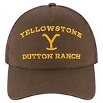 Concept One Yellowstone Trucker Hat, Adjustable Snapback Mesh Baseball Cap with Curved Brim, Brown, One Size