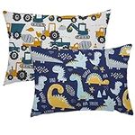 Kids Toddler Pillowcase Pack of 2, Organic Cotton Travel Pillow Case Pillowslip 14 x 20 Fits Pillows Sizesd 13 x 18 for Soft Bedding Crib Pillow Cover, Envelope Closure Baby Small Pillow Cases