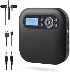 Lettore CD Portatile, DESOBRY Lettore CD Bluetooth con Altoparlanti, Discman CD Player Ricaricabile per Auto con FM, Anti-Skip, Schermo LCD, Lettore CD Portatile con Doppio Jack per Cuffie