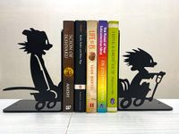 HeavenlyKraft Decorative Bookends for Books, Cartoon Theme, Anime Bookends, Novelty, Children's Bookends, Metal bookends, Home Decor, 7 Inch Tall, 1.5 Kg Weight (Hobbes Bookends)