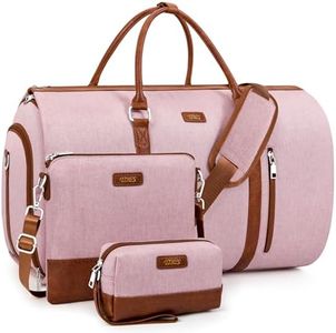 4pcs Convertible Garment Duffel Bag for Travel - 50L 2-in-1 Carry On Weekender Overnight Bag with Toiletry Bag, Fits Suits & Dresses, Trolley Sleeve, Hanging Suit Compartment, Waterproof Shoe Pocket