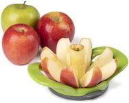 Progressive International Prepworks Wedge and Pop Apple and Pear Slicer, 8 Slices, Attached Safety Cover Protect Fingers while In-Use and Blades while in Storage,Gray/Green