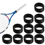 10 Pcs Tennis Grip Band, Silicone Racket Sealing Rings, Non-Slip Racquet Handle Finishing Ring, Overgrip Protector Fix Ring for Pickleball Paddle Badminton Squash Racquet (Black)