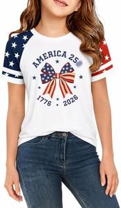 Xynerix Kids 250 Anniversary USA Shirts Girls America Tshirt 4th of July Shirt Patriotic Short Sleeve Tops