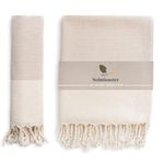 Turkish Hand Towels for Bathroom Set of 2 - Made of Eco-Friendly, Ultra-Soft 100% Natural Cotton with Modern and Farmhouse Design - Turkish Face Cloth or Tea Towels Kitchen