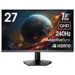 KOORUI Gaming Monitor, 27 inch WQHD 2560 x 1440 PC Computer Monitor, Up to 240Hz Refresh, 1ms, Adaptive Sync, HDR10, DCI-P3 90%, 144Hz Monitor, DisplayPort HDMI, Tilt Adjustability, Black - GN05