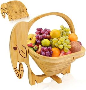 MYOSOTIS Foldable Fruit Basket Collapsible Bamboo Fruit and Veggie Basket,Fruit Bowl Holder Dried Fruit Basket Fo rChristmas Holiday Party (Elephant)