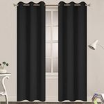 Yakamok Black Room Darkening Grommet Window Drapes Blackout Curtains Thermal Insulated Grommet Curtain Panels for Bedroom, 38W x 84L,One Pair